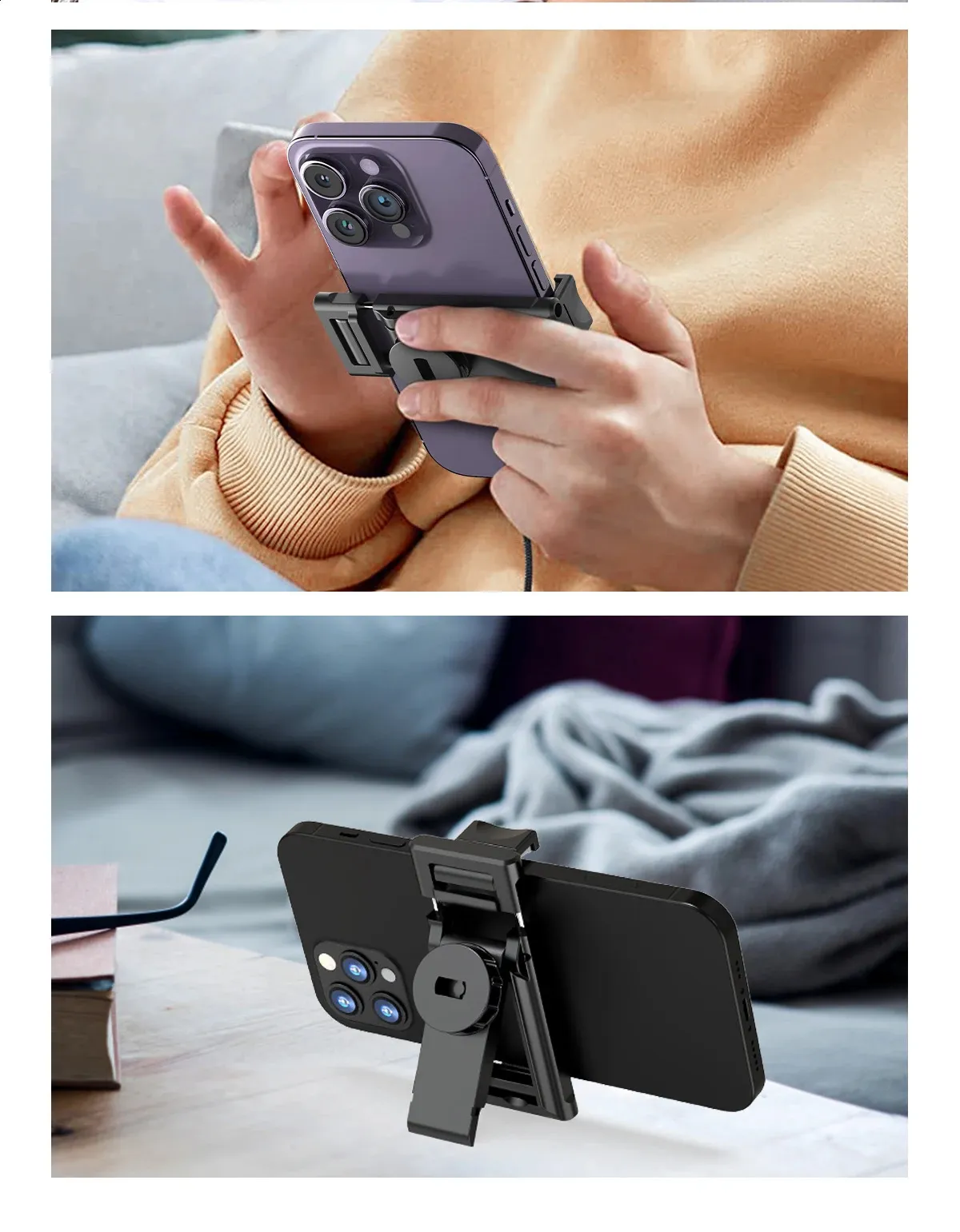 Selfieshow P02 Gimbal 360 Rotation AI Automatic Tracking Shooting Stabilizer Detachable Phone Clip Mini Selfie Stick_voghion.com
