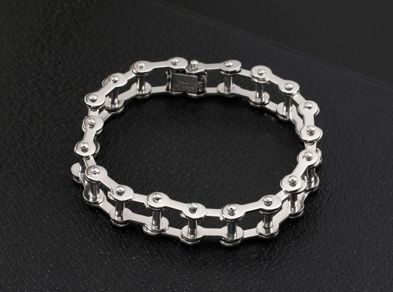 Bracciale da uomo con ciondolo a forma di catena per bicicletta in acciaio inossidabile, stile trendy e di personalità._voghion.com