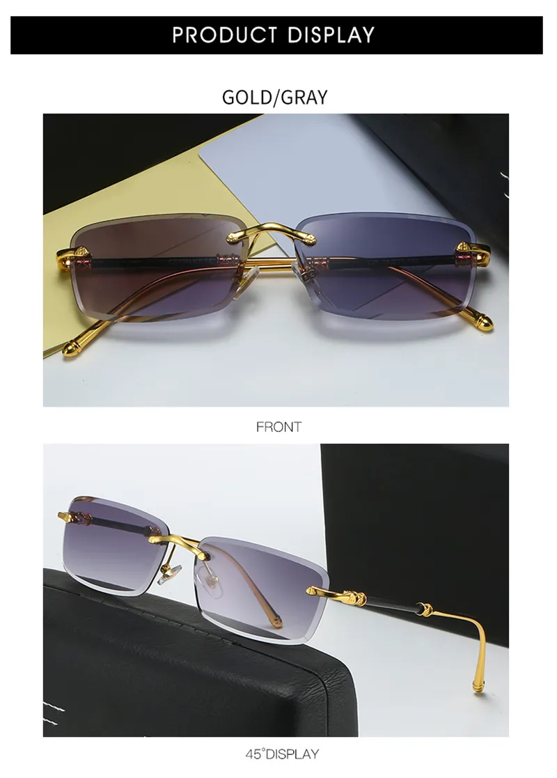 Lunettes de soleil pour hommes, nouvelle monture sans monture, coupe diamant, mode ins net rouge, les mêmes lunettes de soleil peuvent être assorties à la myopie en gros_voghion.com