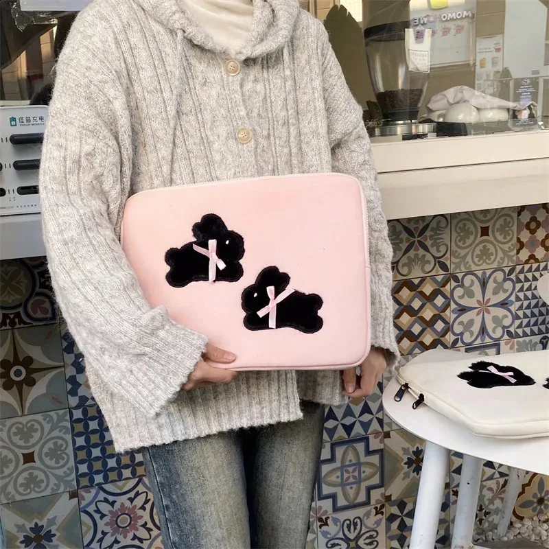 Cute Rabbit Computer Bag Suitable for iPad 9.7-11 inch bookHP 13.3141515.616 Inch Laptop Bags Protective Case 240907_voghion.com