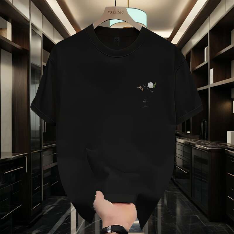 Maglietta americana a maniche corte di alta qualità con marchio alla moda stampato personalizzato Ins da uomo con scollo rotondo interno_voghion.com