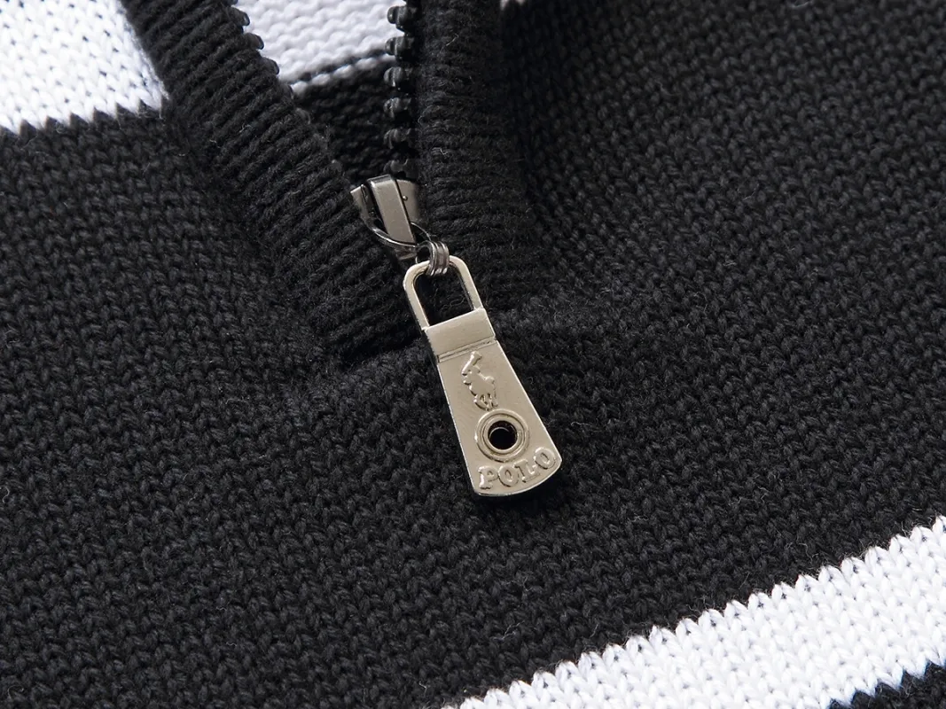 Maglione polo invernale da uomo 2024, in pile, spesso, con mezza cerniera, collo alto, caldo, aderente, casual_voghion.com