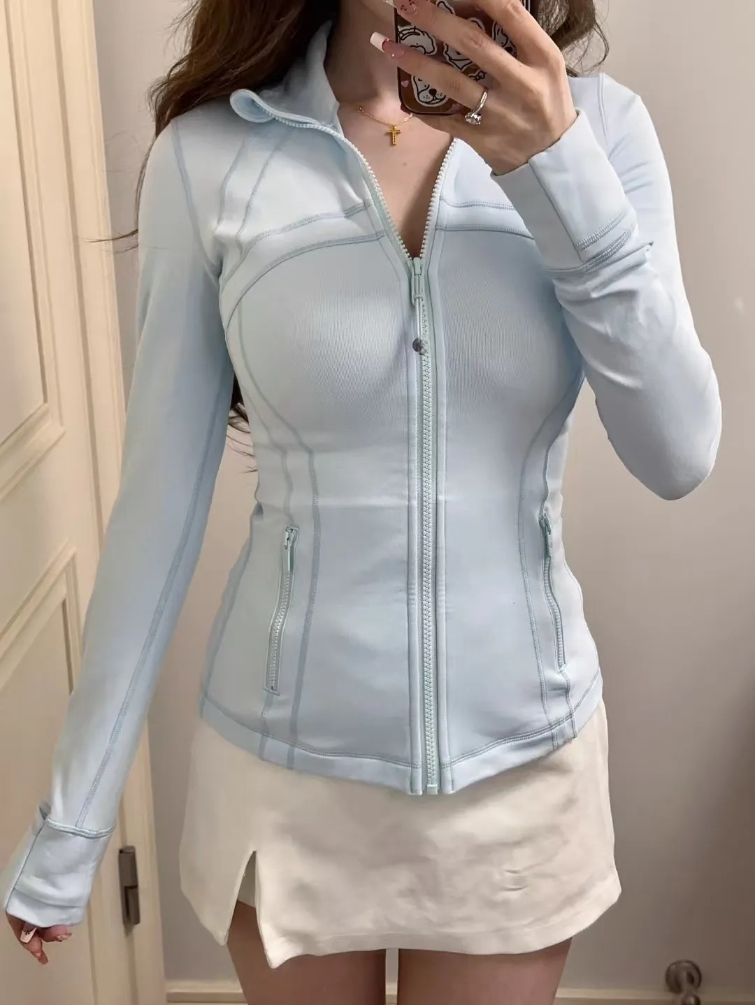 5A Gold Jacke Hosen Frauen definieren Workout drei Stücke zwei Sets Sport Quick Dry Active Wear Luluess Lemoness Jacken Top_voghion.com