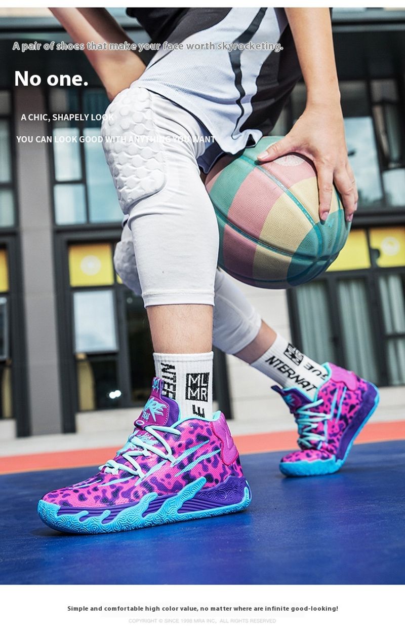 Paarse heren dames indoor en outdoor lage schokabsorberende antislip stevige basketbalschoenen_voghion.com