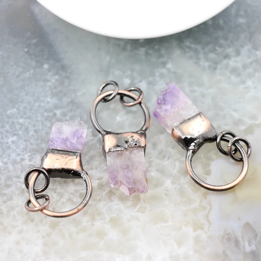 Collane con ciondolo in pietra naturale, ametiste, cristallo, ottone antico, lastra di quarzo, drusa, collana vintage per regalo di gioielli fai da te_voghion.com