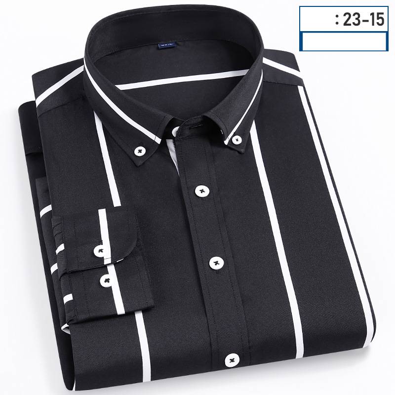 Herren Slim Fit Stretch Business Hemd Langarm Gestreiftes Top_voghion.com
