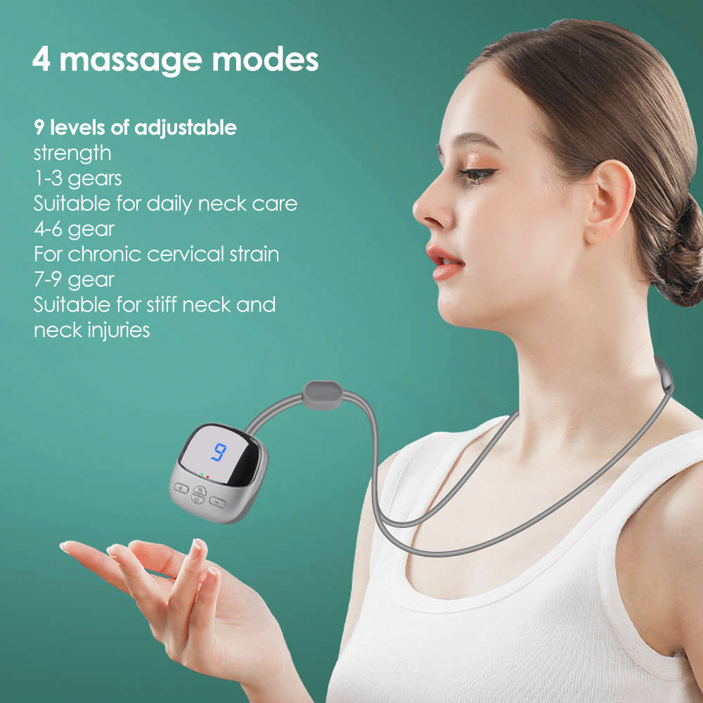 EMS Tens Massagegerät mit Heizung Mikrostrom Cervical Neck Pulse Massagegerät EMS Muskelstimulation Tiefenentspannung_voghion.com