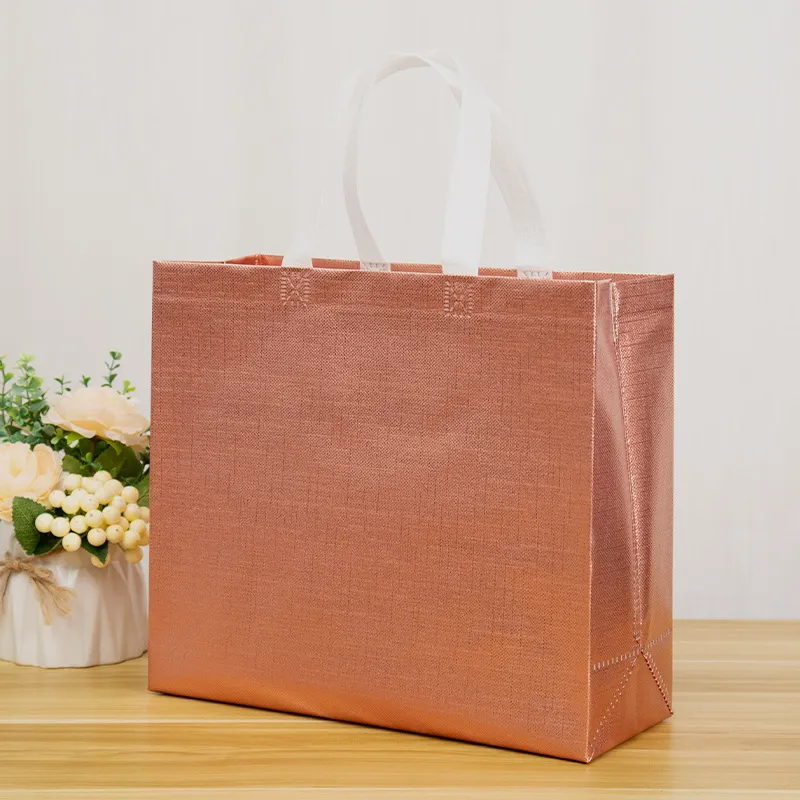 Non Woven Shopping Laser Glossy Reusable Grocery Tote With Handle Glitter Gift Bag Favor Goodie Package Bags_voghion.com