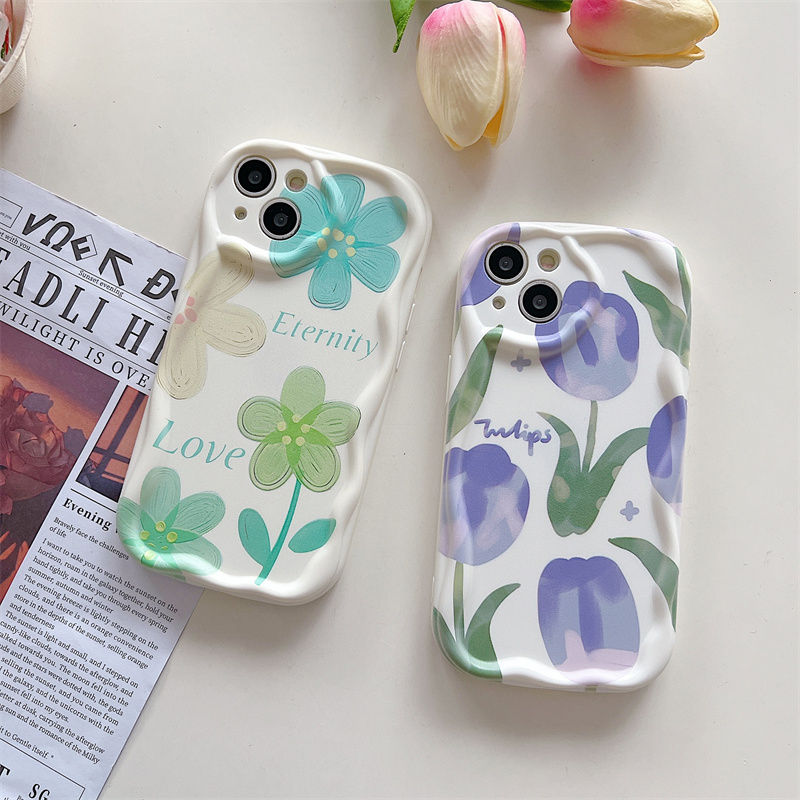 Banga, skirta „Samsung S23 S22 S21 Ultra“. Aiškus ir estetiškas. Kūrybiškas tulpės rožės žiedo 3D banguoto dizaino, apsaugantis nuo kritimo telefoną._voghion.com