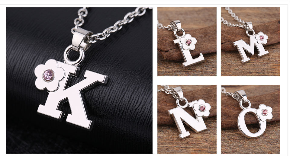 My Shape Collana con iniziali e nome per bambine, in lega di cristallo, con ciondolo a forma di fiore con alfabeto dalla A alla Z, gioielli per bambini_voghion.com