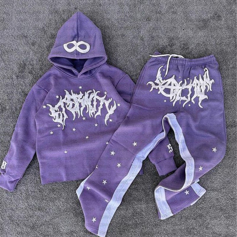 Sweat à capuche de style Harajuku 2024 avec sweat à capuche ample imprimé en mousse de lettre, vêtements d'extérieur tendance pour hommes et femmes