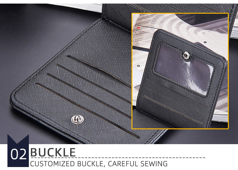 Baellerry new men's card holder simple pattern multi-card slot buckle bank card holder wallet men wholesale_voghion.com