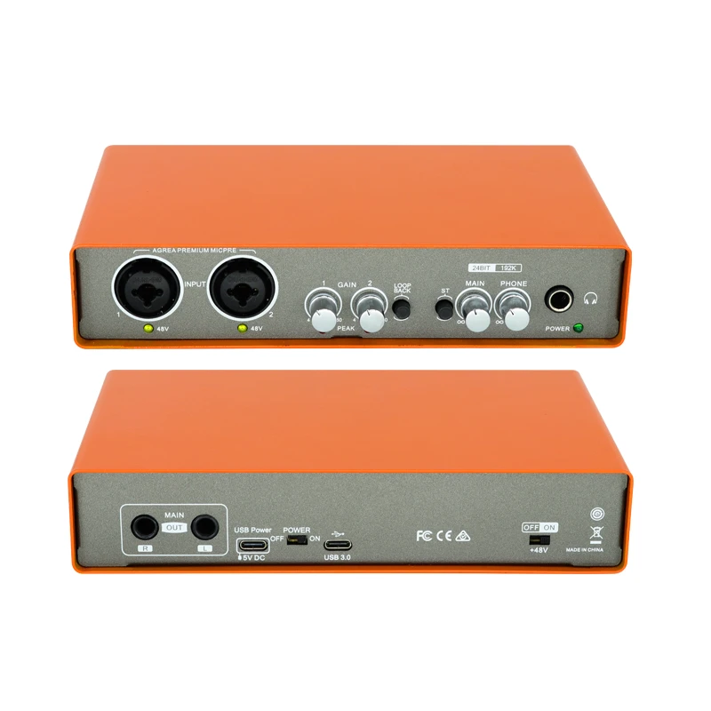 Audio Interface Sound Card with Monitoring,Electric Guitar Live Recording Professional Sound Card For Studio,Singing Sound Mixer_voghion.com