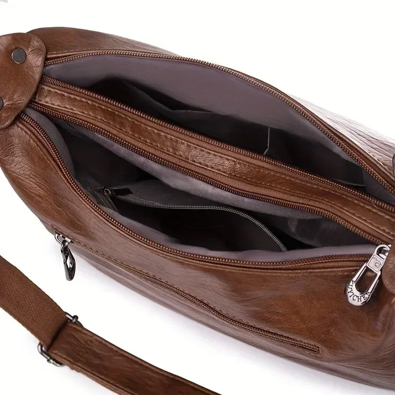 Borsa a tracolla Hobo retrò, grande capacità, casual, alla moda, in pelle PU, tinta unita, semplice e versatile da donna_voghion.com