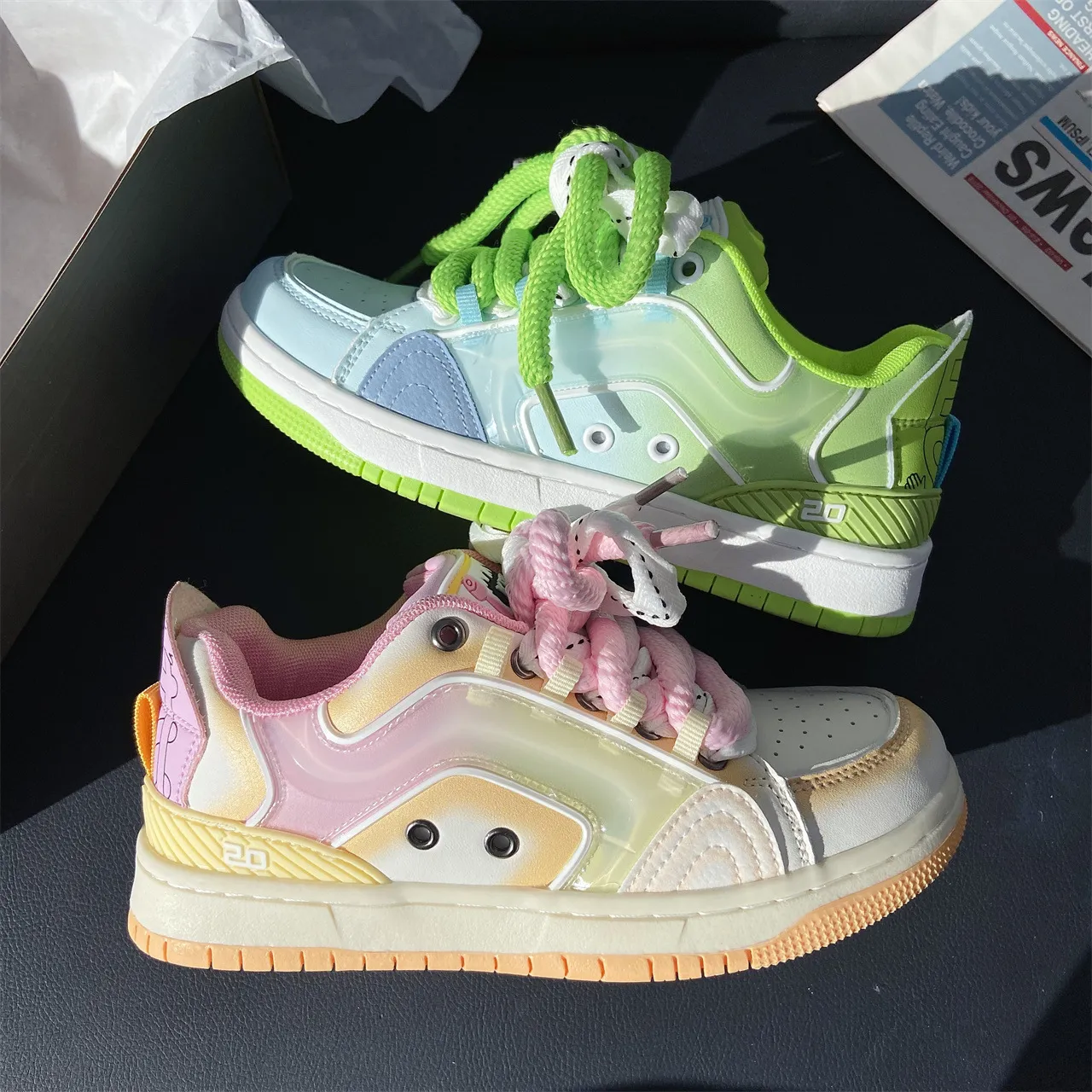 Versatile Flat Bottomed Casual Mandarin Duck Color Matching Sports Shoes With Mesh For Comfortable Breathable Fashion_voghion.com