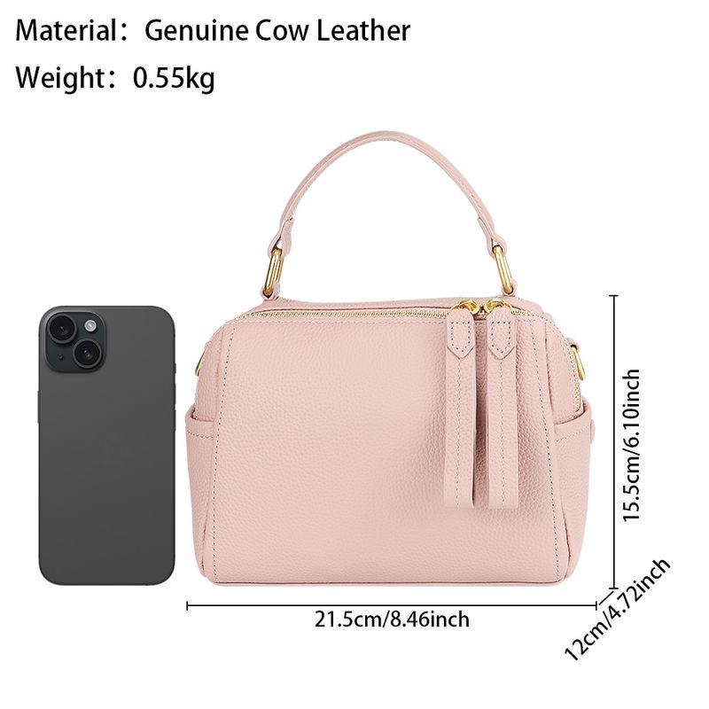 URBAN MASTER Handtasche echtem Leder in Volltonfarbe großem Fassungsvermögen, modische Umhängetasche aus weichem Leder,_voghion.com