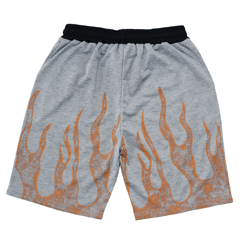 Nowy letni męski zestaw spodenek sportowych z krótkim rękawem z nadrukiem Flame Series_voghion.com