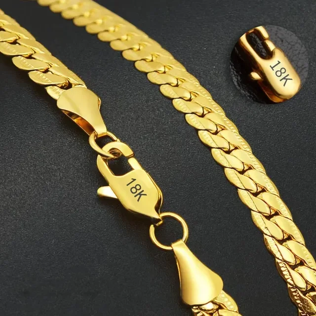 Moderiktigt fint Sterg Sier 5MM Guld Figaro Kedja Halsband För Kvinnor Män Pojke Mode Bröllop Förlovningssmycken Gåvor Choker_voghion.com