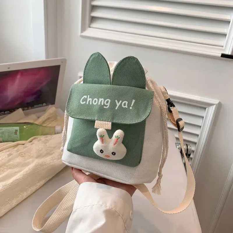 Borsa a tracolla da donna in tela, piccola, coreana, alla moda, per studentesse, in tessuto di cotone, da donna_voghion.com