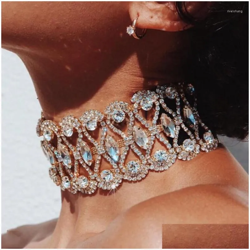 Colliers pendentifs fins et brillants, collier ras du cou doré bohème pour femmes, magnifique chaîne en strass, ras du cou pour mariée et mariage_voghion.com