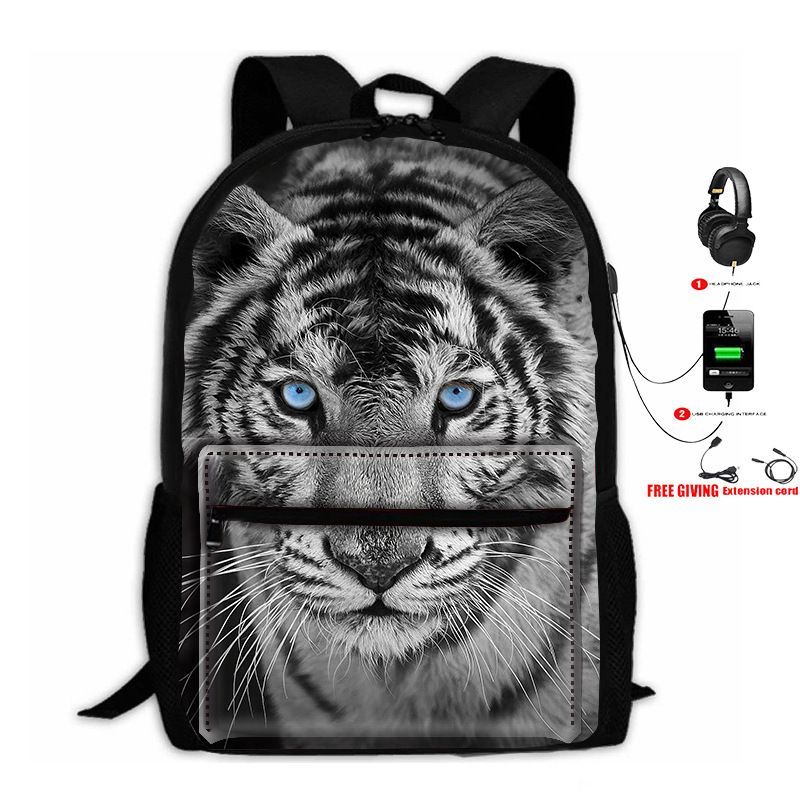 Bedruckter Einhorn-Rucksack für Kinder, 3-teiliges Set: Tasche USB + Beutel_voghion.com