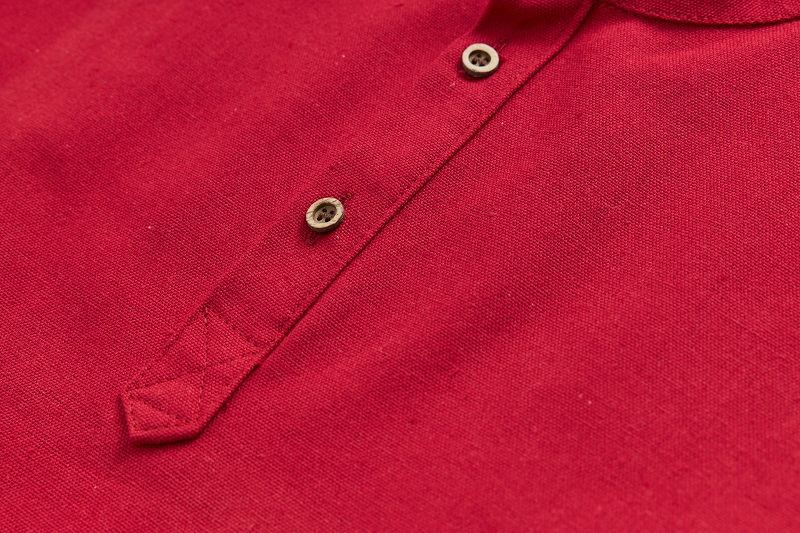 Men's Clothing  shirt solid color men's foreign trade men's summer men's cotton and linen casual shirt half placket stand collar new_voghion.com