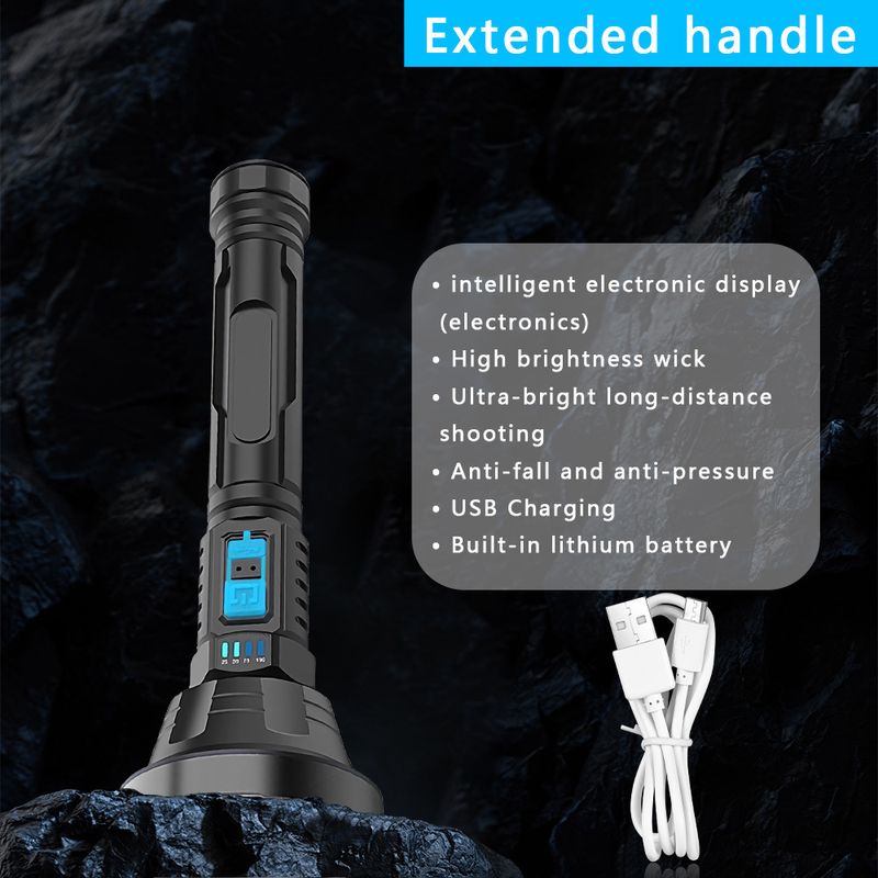 Kunststoff USB lade LED ultra-helle hause tragbare outdoor lange-palette beleuchtung taschenlampe_voghion.com