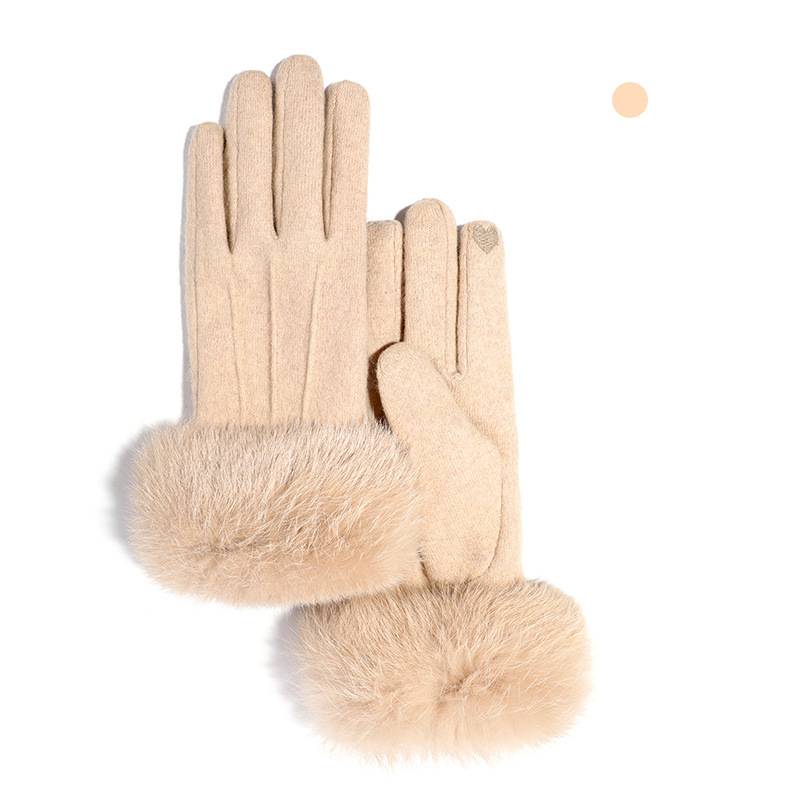 Women's Gloves New Cashmere Gloves Women's Winter Outdoor Cold Proof Touch Screen Gloves Double Layer Thick Rabbit Fur Warm Gloves DY39_voghion.com