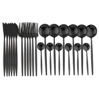 Conjunto de talheres de mesa dourados, 24 peças, aço inoxidável, garfo, faca, colher, talheres, caixa de presente 210317_voghion.com