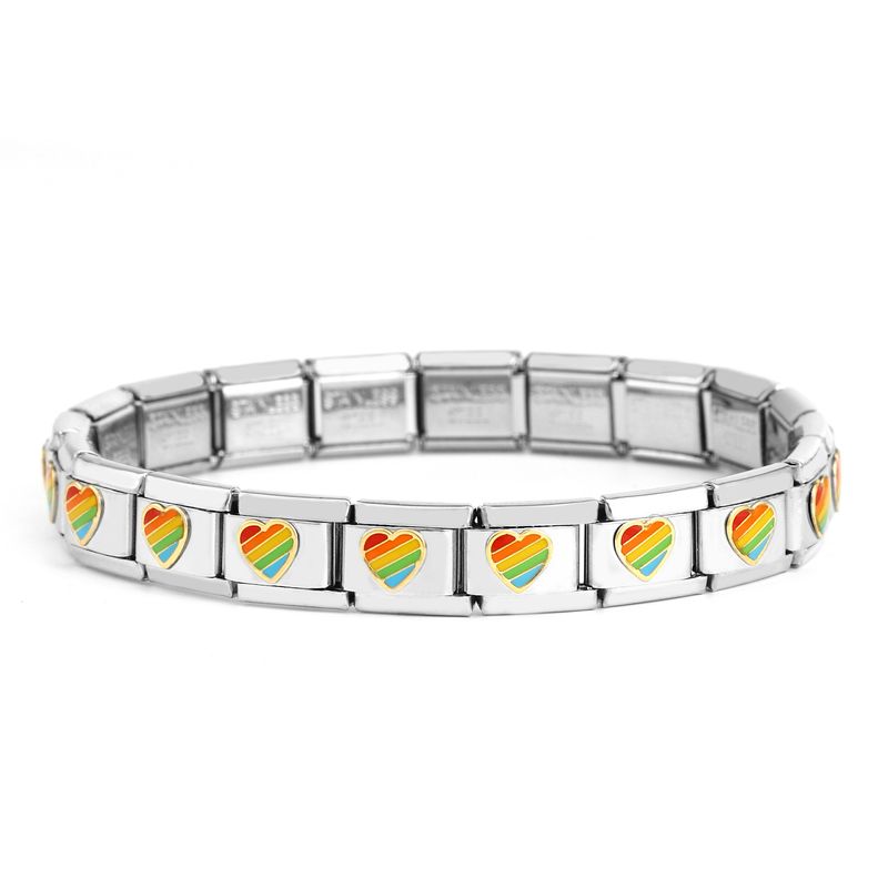 Pulsera DIY con corona de perlas de gallo arcoíris, módulo universal de acero inoxidable de 9 mm, estilo nórdico italiano_voghion.com
