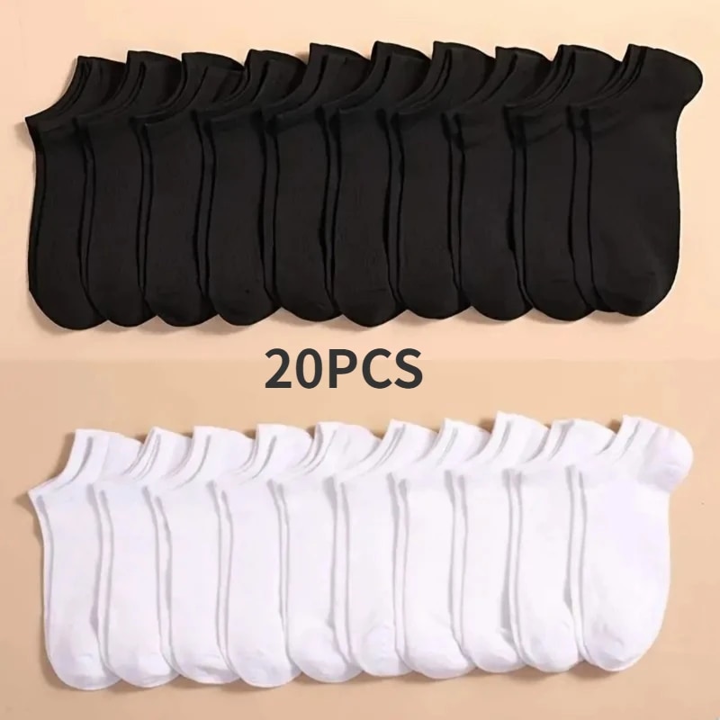 10 Pairs Women Men Boat Invisible Low Cut Silicone Non-slip Summer No-show Ankle Socks Solid Color Casual Breathable