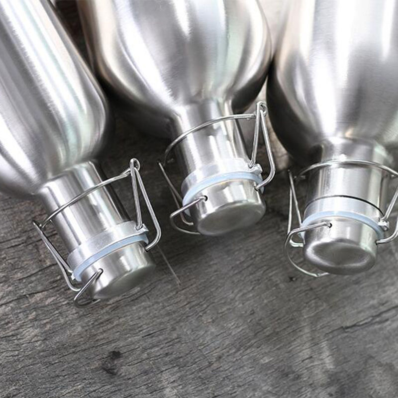 Prémium 2 literes rozsdamentes acél palack, házilag készített sörfőző, biztonságos, lengőtetejű, nagy kapacitású sörösüveg kültéri sörfőzéshez, sörfőzéshez_voghion.com