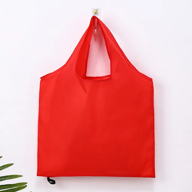Solid Color Foldable Shopping Reusable Grocery Eco-Friendly Shoulder Handbag For Travel Supermarket Tote Bag_voghion.com