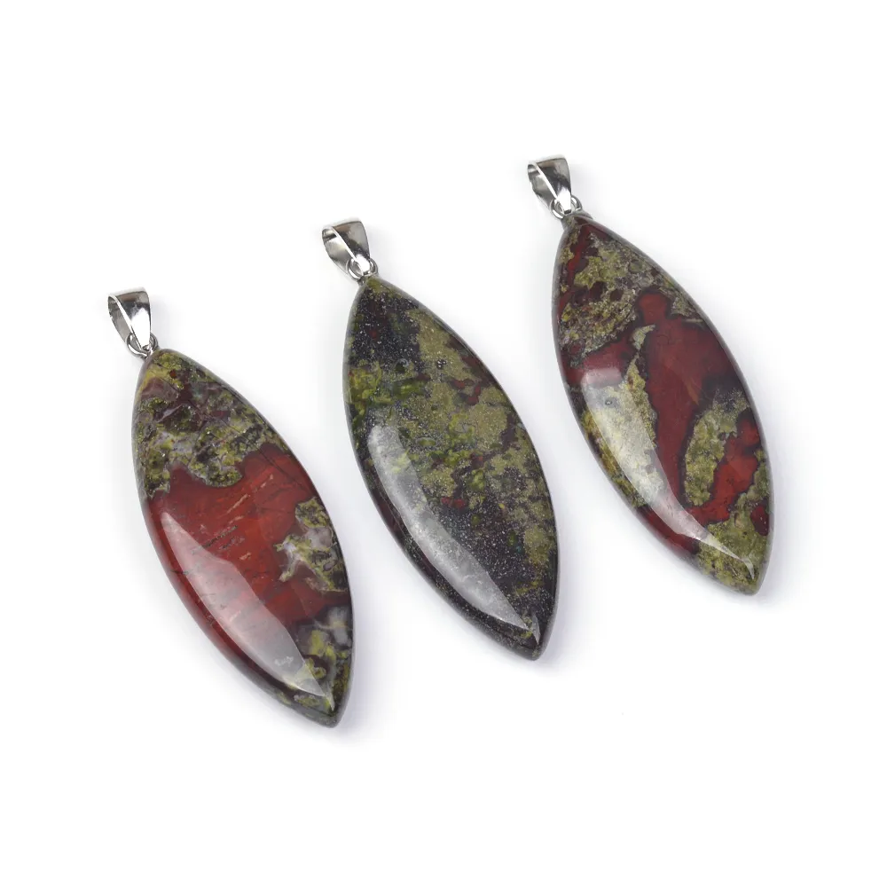 Anhänger Halsketten 3 teile/los Pferd Auge Form Kambaba Jasper Moos Achat Rose Quarz Rhodonit Stein Für Halskette_voghion.com