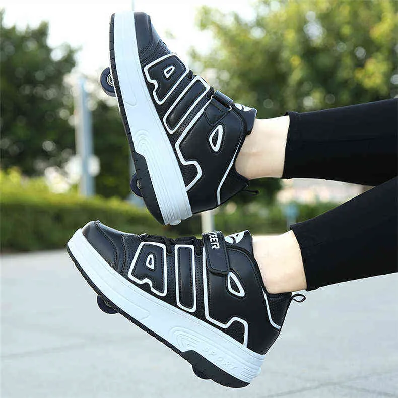 Chaussures de sport à roulettes avec deux roues pour enfants garçons filles mode tennis enfants garçon fille patinage roue sneaker_voghion.com