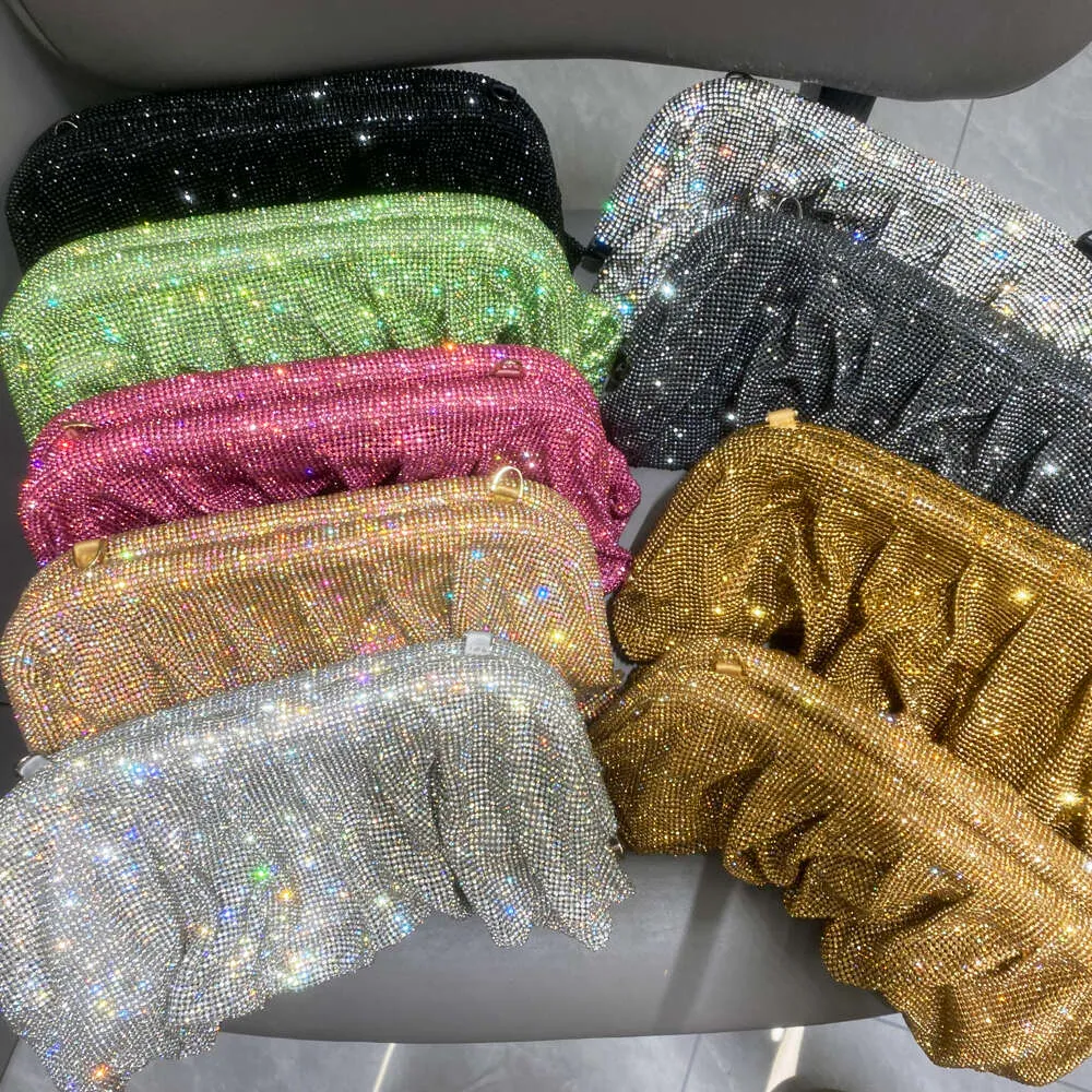 Robe de soirée Rhies à poignée brillante, nouveau portefeuille pliable et sac à main de créateur pour fête de mariage de haute qualité_voghion.com