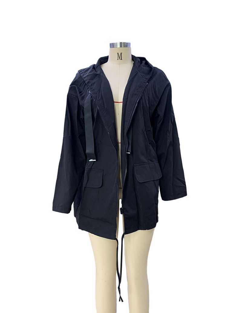 Women's Clothing autumn and winter women's casual loose hooded zipper raincoat cloth windbreaker jacket_voghion.com