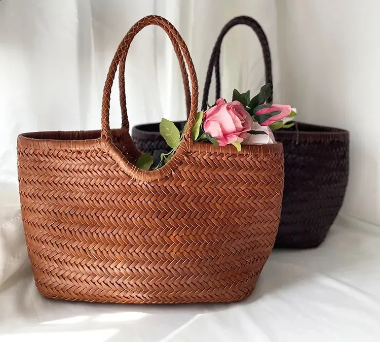 Echtes Leder Geflochtene Schultertasche Damen Sommer Tasche_voghion.com