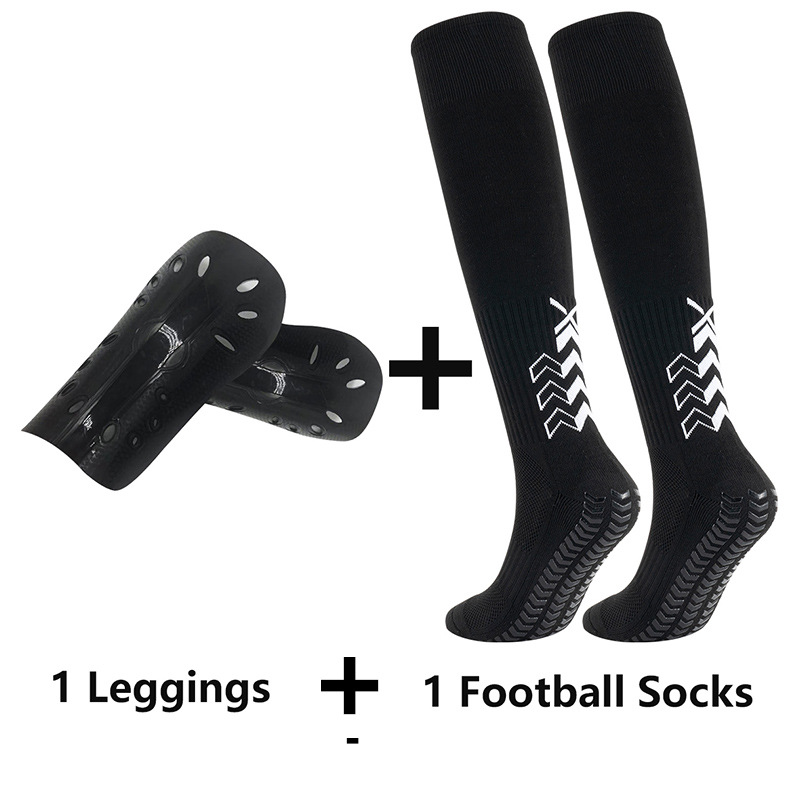 Unisex Adult thickened football socks leg pads combination set decorated with rubber non-slip socks