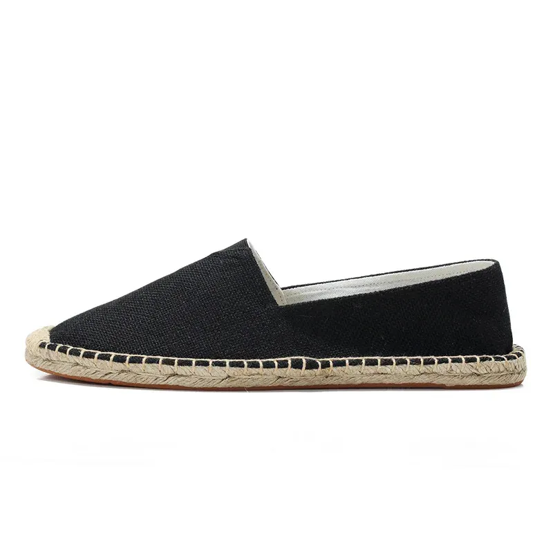 Mens Espadrilles Patchwork Slip on Summer Men Loafers Breathable Canvas Women Jute Wrapped Casual Shoes_voghion.com