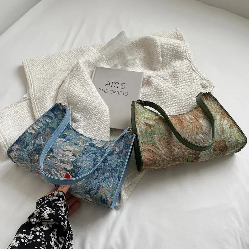 Moda Vintage Donna Olio Dipinto Spalla Signore Semplice wer Femminile Ascella Hobos Borse Piccola Frizione Borsa Tote 241120_voghion.com