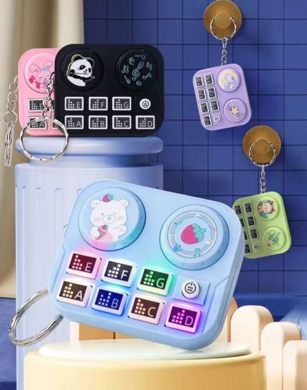 [Exclusivo para estudiantes] Llavero con reproductor portátil, reproductor de discos electrónicos de música y consola de juegos de rompecabezas._voghion.com