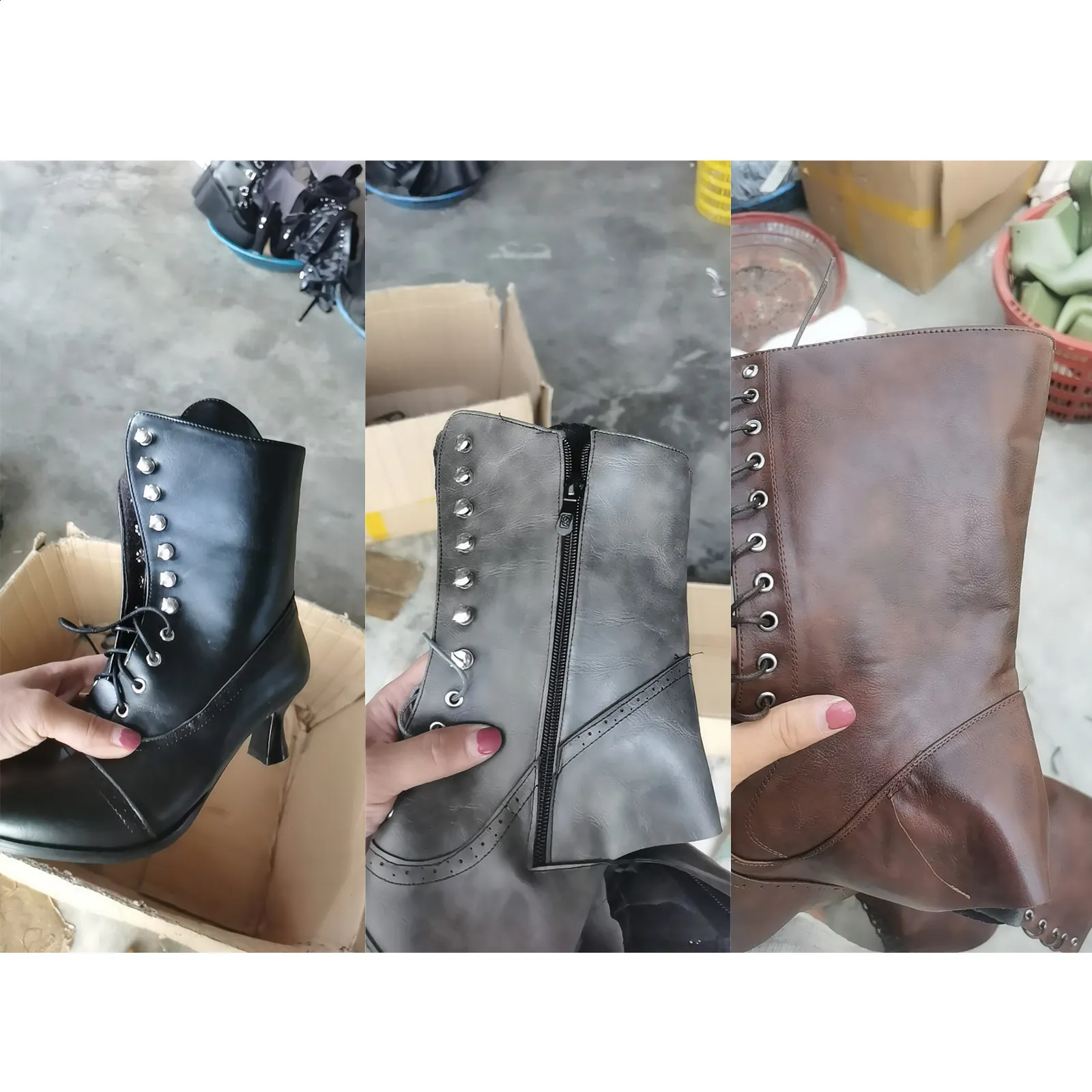 Primavera Inverno Donna Décolleté Qualità Lacci Europei Signore Pu Tacchi Alti Stivali Scarpe Donna Stivaletti 240830_voghion.com
