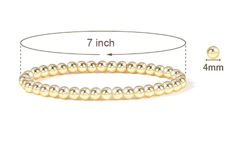 High Quality Hematite For Women Easy Wear 14K Gold Plated Bead Ball Stretchy Elastic Bracelet_voghion.com