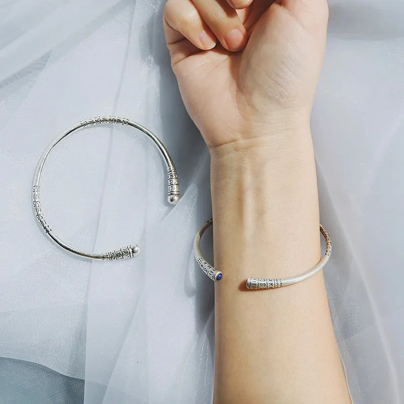 Sterling Silver Bangle Bracelet Classic Minimalist Jewellery_voghion.com