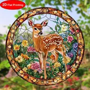 8" Sika Deer Suncatcher - 2D Acrylic Stained Decor. Perfect For Window/living Room/spiritual Spaces. Ideal Nature-themed Gift For Birthdays._voghion.com