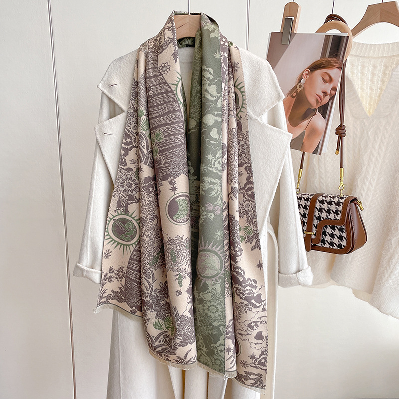 Scarf for women in autumn winter, Korean version, double-sided national style air conditioning shawl, dual purpose, new_voghion.com