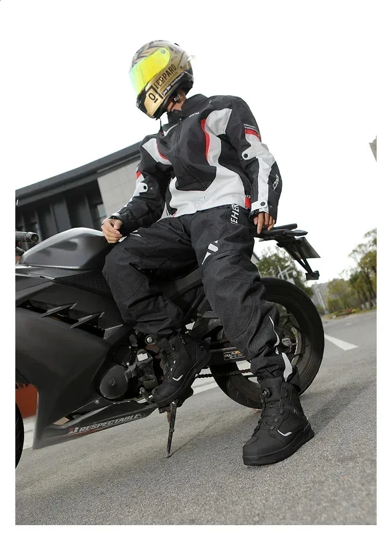 Motorcycle Riding Shoes For Men Black Protective Boots All Season_voghion.com