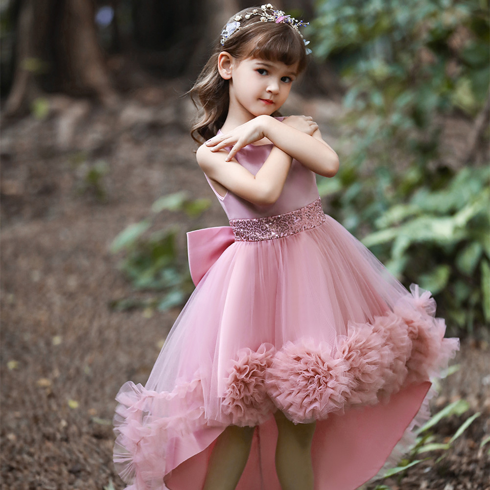 New Children's Princess Girl's Flower Tail Piano Performance Fluffy Dress in Stock