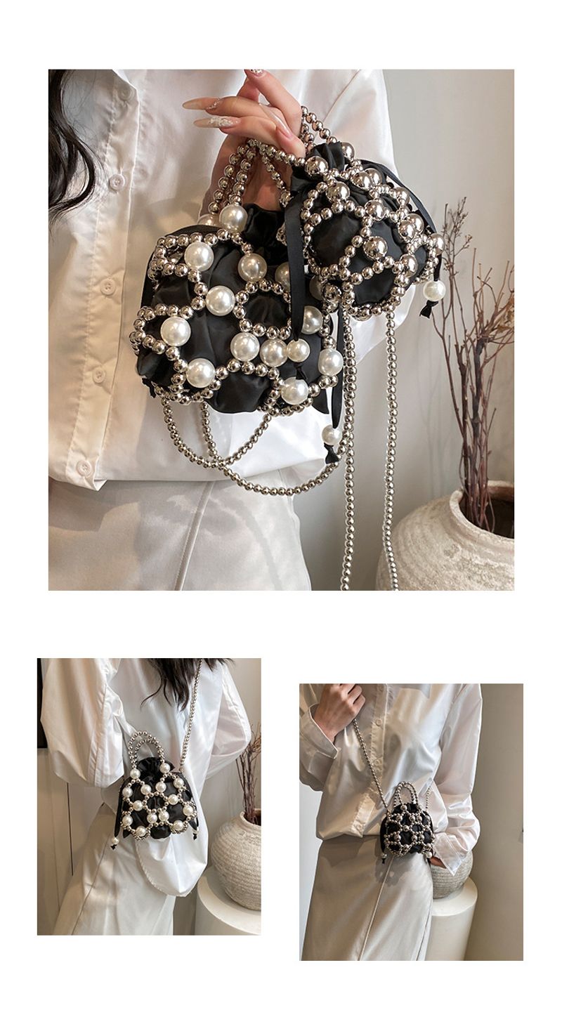 For Women Pearl Handbag Beaded Crossbody Fashion Light Mobile Phone Bucket Shoulder Bag_voghion.com
